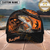 Maxcorners Fishing Epic Sunset Fishing Skull with Dramatic Angler and Boat Scene Personalized Name 3D Cap (13 Fish Species)