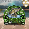 Maxcorners Fishing Green Neon Honeycomb Water Splash Personalized Name 3D Cap (12 Fish Species)