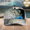 Maxcorners Fishing Green Scale Angler Silhouette Water Splash Personalized Name 3D Cap (12 Fish Species)