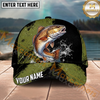 Maxcorners Fishing Olive Black Grunge Water Splash Personalized Name 3D Cap (12 Fish Species)