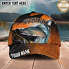 Maxcorners Fishing Orange Black Halftone Water Splash Personalized Name 3D Cap (12 Fish Species)
