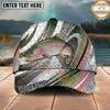Maxcorners Fishing Fish Scale Silver Stripe Multi Options Personalized Name 3D Cap (11 Fish Species)