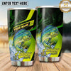 Maxcorners Fishing Tumbler Lime Green Diagonal Racing Design Personalized Name Tumbler (13 Species)