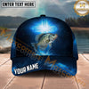 Maxcorners Fishing Midnight Blue Cross Galaxy Splash Personalized Name 3D Cap (12 Fish Species)