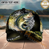 Maxcorners Fishing Olive Compass Halftone Splash Personalized Name 3D Cap (12 Fish Species)