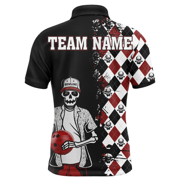 Maxcorners Skull Bowling Pattern Bowler Team Customized Name And Team Name 3D Shirt