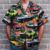 Maxcorners Custom Classic Car Photo Hawaiian Shirt, Tropical Flower Pattern