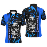 Maxcorners Flame Skull Bowling Ball And Pins Team league Multicolor Option Customized Name 3D Shirt
