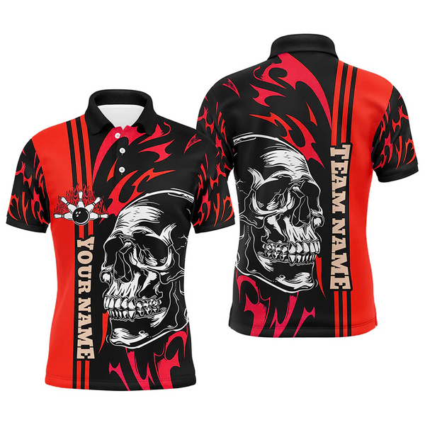 Maxcorners Flame Skull Bowling Ball And Pins Team league Multicolor Option Customized Name 3D Shirt