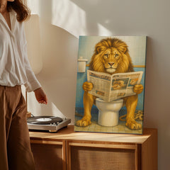 Maxcorners Funny Lion  Bath Canvas Wall Art Rustic Bathroom Decor for Cabin LM2611
