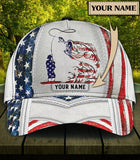 Maxcorners Personalized Fishing Flag US 3D Cap