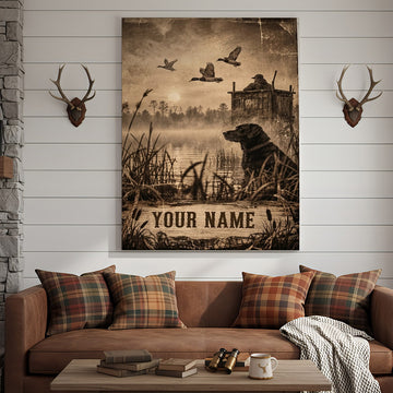 Maxcorners Duck Hunting Mallard Night Hunter Personalized Canvas Wall Art