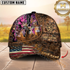 Maxcorners Deer Hunting Camo With American Flag Personalized Hat 3D Printed Multicolor | Brown