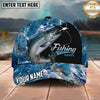Maxcorners Fishing Blue Ocean Foam Happy Quote Personalized Name 3D Cap (12 Fish Species)