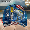 Maxcorners Fishing American Flag Personalized Name 3D Cap