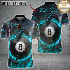 Maxcorners Billiards Flame Dragon &amp; 8-Ball Multicolor Customized Name, Team Name 3D Shirt
