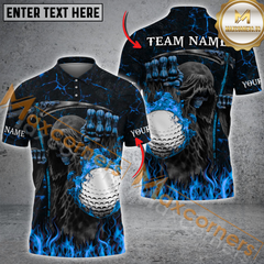 Maxcorners Grim Reaper Flaming Golf Jersey Multicolor Option Customized Name, Team Name 3D Polo Shirt