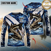 Maxcorners Fishing Blue Lava Smoke Silver Line Design Custom Name & Team Name 3D Shirts