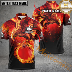 Maxcorners Phoenix Flame Bowling Jersey Multicolor Option Customized Name, Team Name 3D Polo Shirt