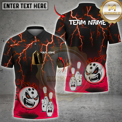 Maxcorners Bowling Flaming Angry Ball Multicolor Customized Name, Team Name 3D Shirts