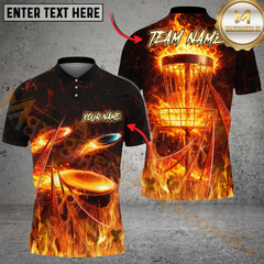 Maxcorners Flame Strike Disc Golf Shirt Personalized Name, Team Name 3D Shirt (4 Colors)