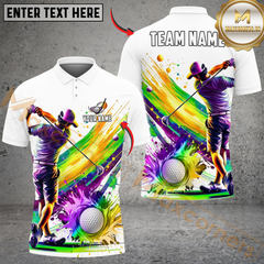 Maxcorners Splash Swing Golf Polo Shirt, Customized Name & Team Name 3D Shirts (4 Colors)