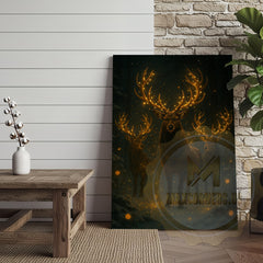 Maxcorners Festive Deer Herd Canvas Wall Art - Glowing Antler Holiday Decor