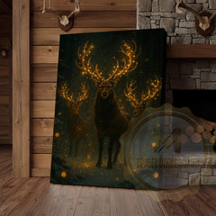 Maxcorners Festive Deer Herd Canvas Wall Art - Glowing Antler Holiday Decor