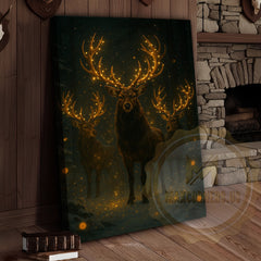 Maxcorners Festive Deer Herd Canvas Wall Art - Glowing Antler Holiday Decor