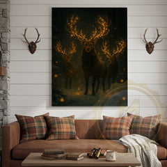 Maxcorners Festive Deer Herd Canvas Wall Art - Glowing Antler Holiday Decor