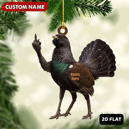 Maxcorners Capercaillie Hunting Middle Finger Gesture Game Bird Hunter Gift Customized Name 3D Keychain And Ornament