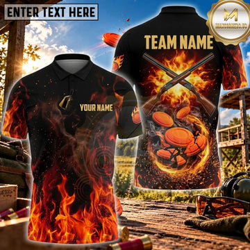Maxcorners Clay Shooting Flame Clay Target Explosion Personalized Name 3D Unisex Shirt