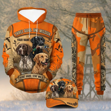 Maxcorners Duck Hunting Hunting Dogs Duck Season Orange Woodland Camo Personalized 3D Shirts