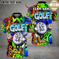Maxcorners Crazy Swing Golf Polo Shirt, Customized Name & Team Name 3D Shirts (4 Colors)