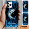 Maxcorner Fishing Blue Flame Smoke Background Personalized Name 3D Phone Case (10 Fish Species)