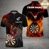 Maxcorners Darts Thunder Feather Flame Eagle Customized Name, Team Name 3D Polo Shirt