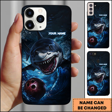 Maxcorners Bowling Great White Shark Strike Personalized Name 3D Phone Case