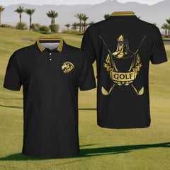 Maxcorners Majestic Lion Mens Golf Polo Shirt, Mens Golf Gift, Mens Golf Shirt