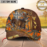 Maxcorners Golden Hunting Orange Camouflage Personalized Name 3D Cap (Multioption)
