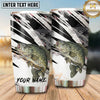 Maxcorners Fishing Tumbler Black White Brush Stroke Design Personalized Name Tumbler (13 Species)