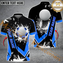 Maxcorners Golf Ball Crack Pattern Multicolor Option Customized Name, Team Name 3D Polo Shirt