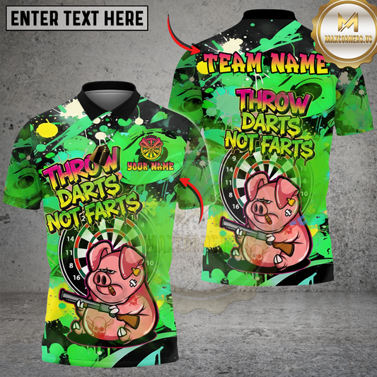 Maxcorners Darts Grumpy Pig Throw Darts Not Farts Multicolor Options Personalized Name Shirt (6 Colors)