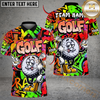 Maxcorners Crazy Swing Golf Polo Shirt, Customized Name & Team Name 3D Shirts (4 Colors)