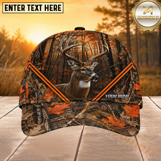 Maxcorners Deer Hunting Orange Forest Stripe Personalized 3D Cap