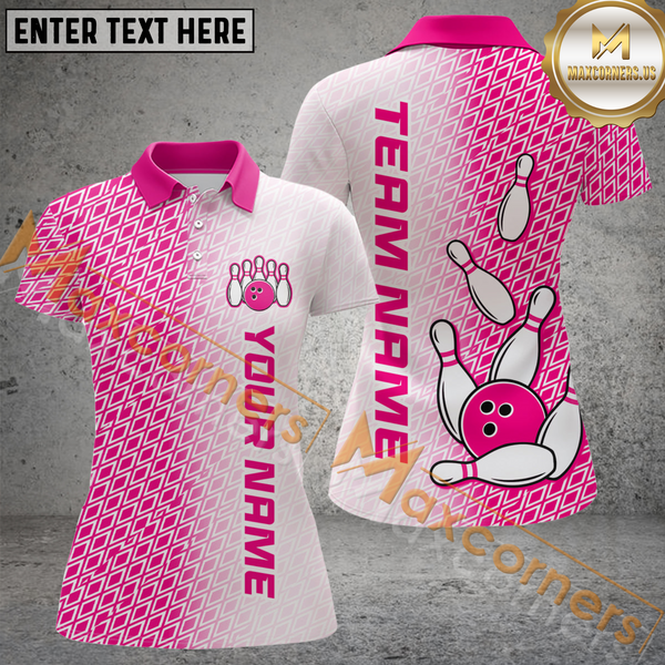 Maxcorners Pink  Bowling Jersey Customized Name 3D Shirt