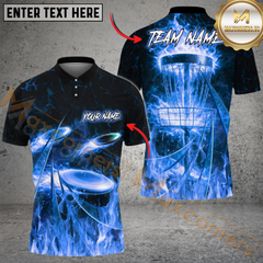 Maxcorners Flame Strike Disc Golf Shirt Personalized Name, Team Name 3D Shirt (4 Colors)