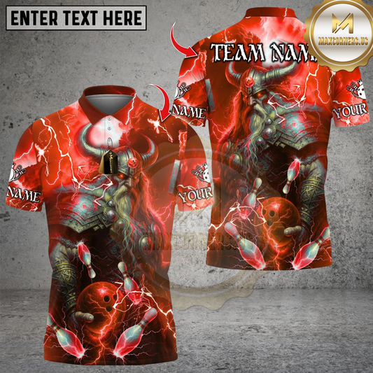 Maxcorners  Thunder Norse Mythology With Bowling Multicolor Customized Name, Team Name 3D Shirts