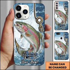 Maxcorners Trout Fishing Phone Case Hook Line Ocean Bubble Design Personalized Name Phone Case