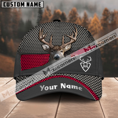 Maxcorners Deer Hunting Black Metal Multicolor Option Personalized Cap