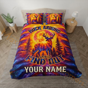 Maxcorners Hunting Duck Hunting Sun And American Flag Design Bedding Set 3D Print Custom Name